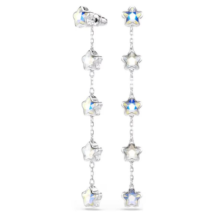 Chroma earrings Mixed cuts, Star, White, Rhodium plated